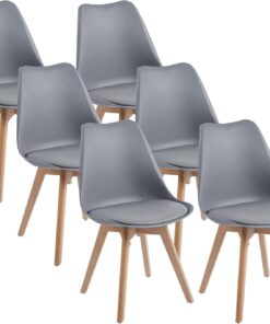 Chaises Scandinave Lot de 6 Noir Gris- Bois Hêtre Massif | Confort Ergonomique Premium  | DEWINNER
