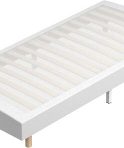 Sommier DEWINNER 90x190 Tapissier - 28 Lattes 9 Pieds Renforcés - Blanc