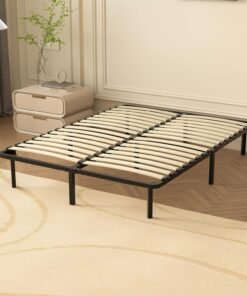 Sommier DEWINNER 160x200 avec 9 Pieds Ultra-Stables | 36 Lattes Bois Massif + Rangement XXL 26cm | Montage 30min | N°1 des Ventes