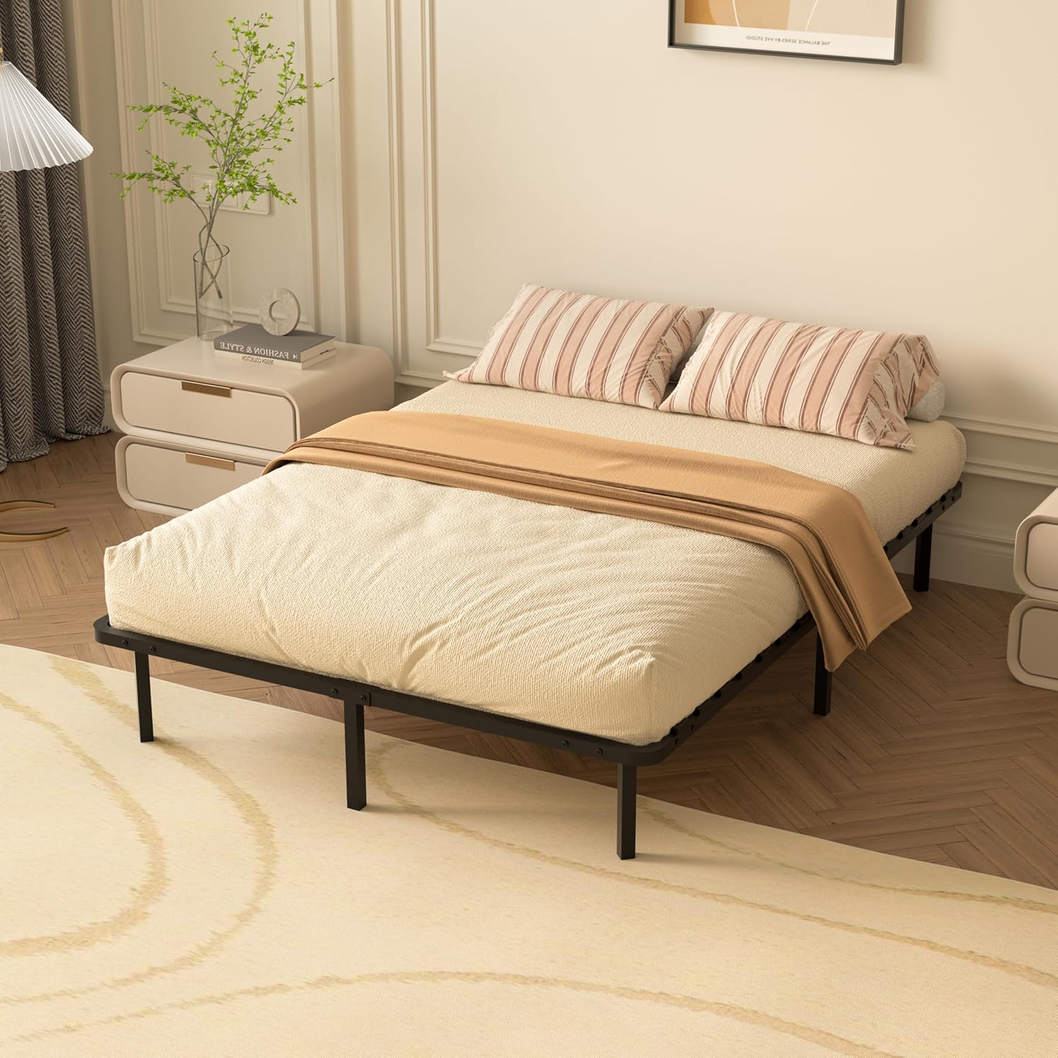 Sommier DEWINNER 140x190 avec 9 pieds et 32 lattes bois massif - rangement XXL