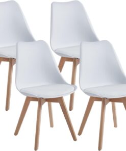 Chaises Scandinave Lot de 4 Blanc - Bois Hêtre Massif | Confort Ergonomique Premium  | DEWINNER