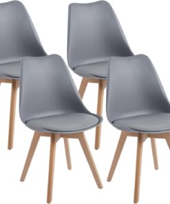 Chaises Scandinave Lot de 4 Noir Gris- Bois Hêtre Massif | Confort Ergonomique Premium  | DEWINNER